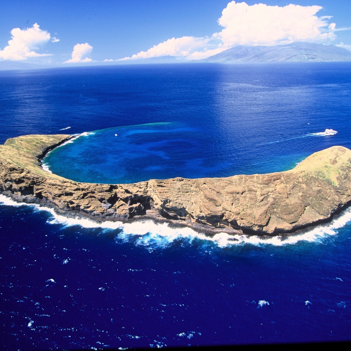 Aerial view of Molokini Crater near Maui, Hawaii