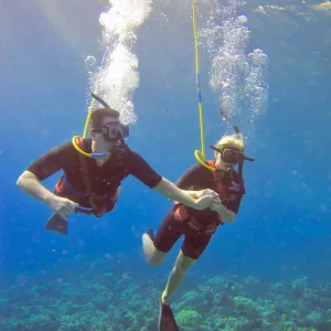 a man swimming in the water